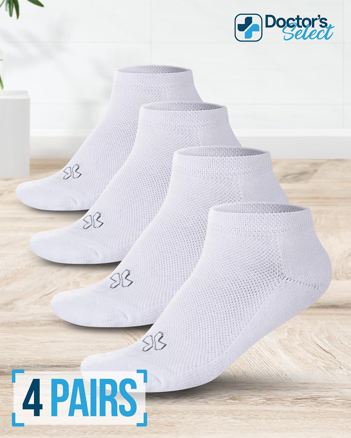 Doctor's Select Ankle Bamboo Viscose Diabetic Socks for Women & Men - 4 Pairs | White Neuropathy for Women Moisture Wicking Diabetic Socks 9-12 - Image 4