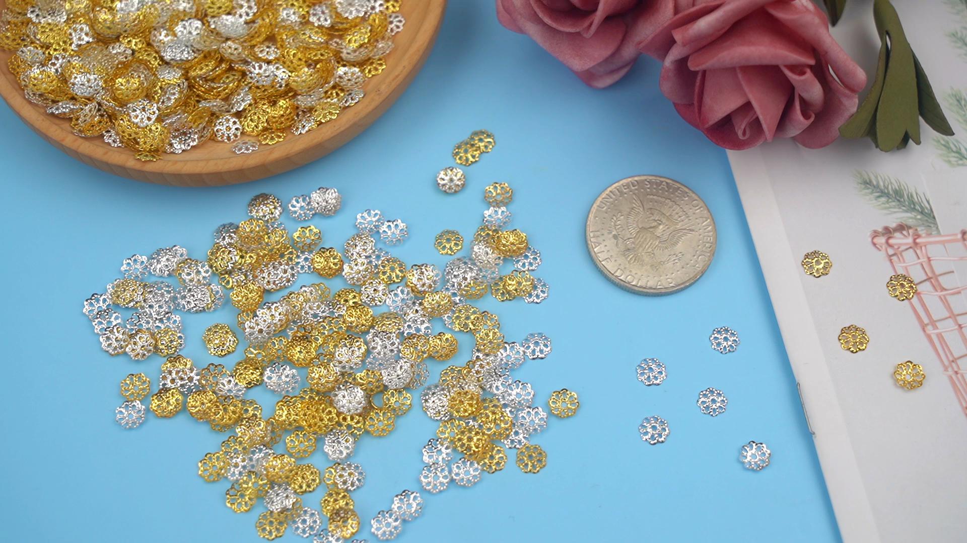 100Pcs Flower Bead Caps – 11x8mm Hollow Metal Spacer Caps For Jewelry Making, Multicolored - View #8