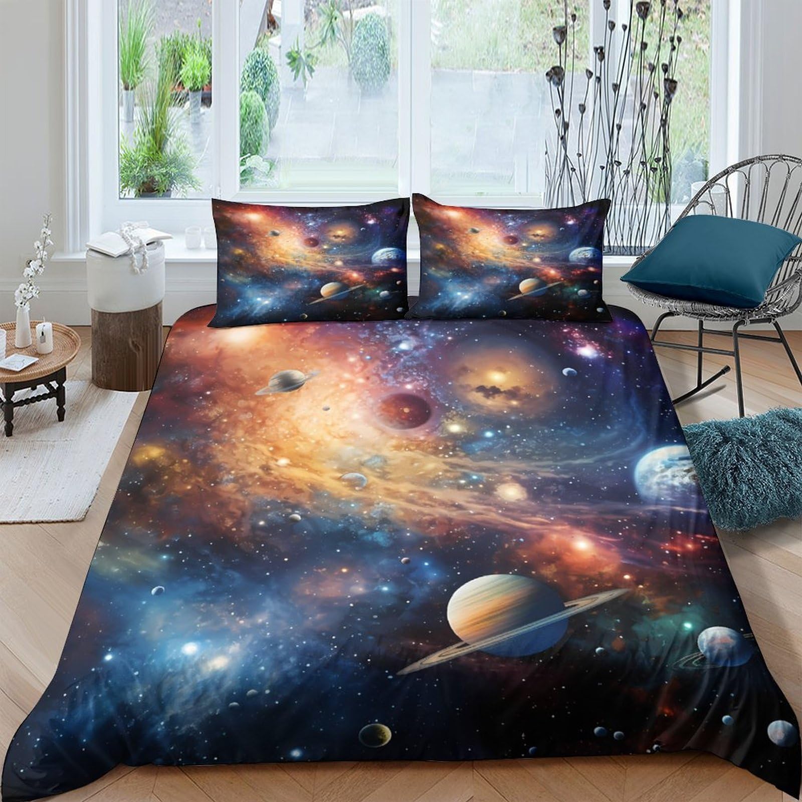 Ctjqhvkz Style-1 3D Printed Fitted Sheet Microfiber Galaxy Starry Sky Bed Cover For Bedroom And Dorm Room Protection And Decor Single（135X200cm）