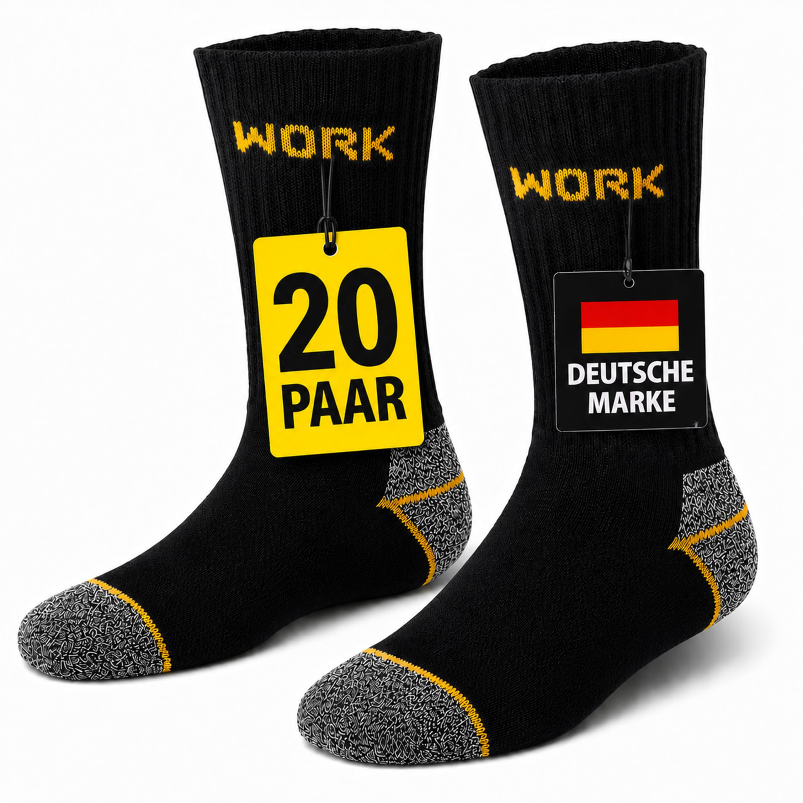 MOUNTREX Arbeitssocken - Herren Work Socken mit Gepolsterte Frotteesohle | 10/20 Paar Herrensocken – verstärkter Fersenbereich und bequemer Komfortbund – strapazierfähig für Arbeitsschuhe