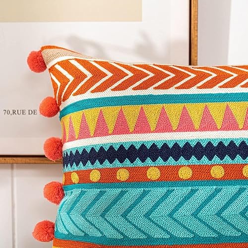 Miniatura 9 de Funda de cojín bordada decorativa navideña (E_HOHO 20 x 12 pulgadas)