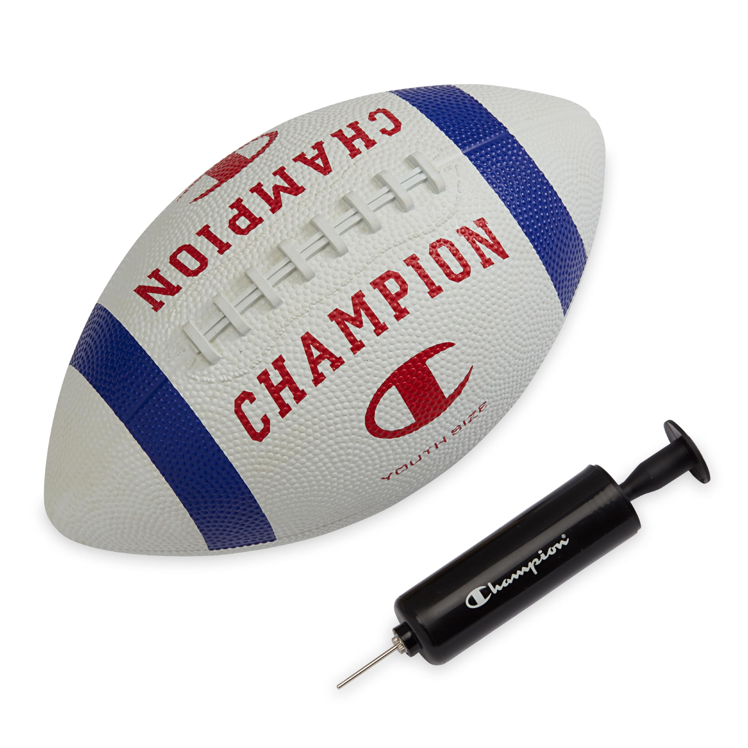 Champion Blitz Football (Jeune, Blanc/Surf The Web Tango/Rouge), Football Toutes Saisons, adhérence améliorée, Coque en Caoutchouc Durable et Lacets moulés, pour Sports de Plein air et entraînement