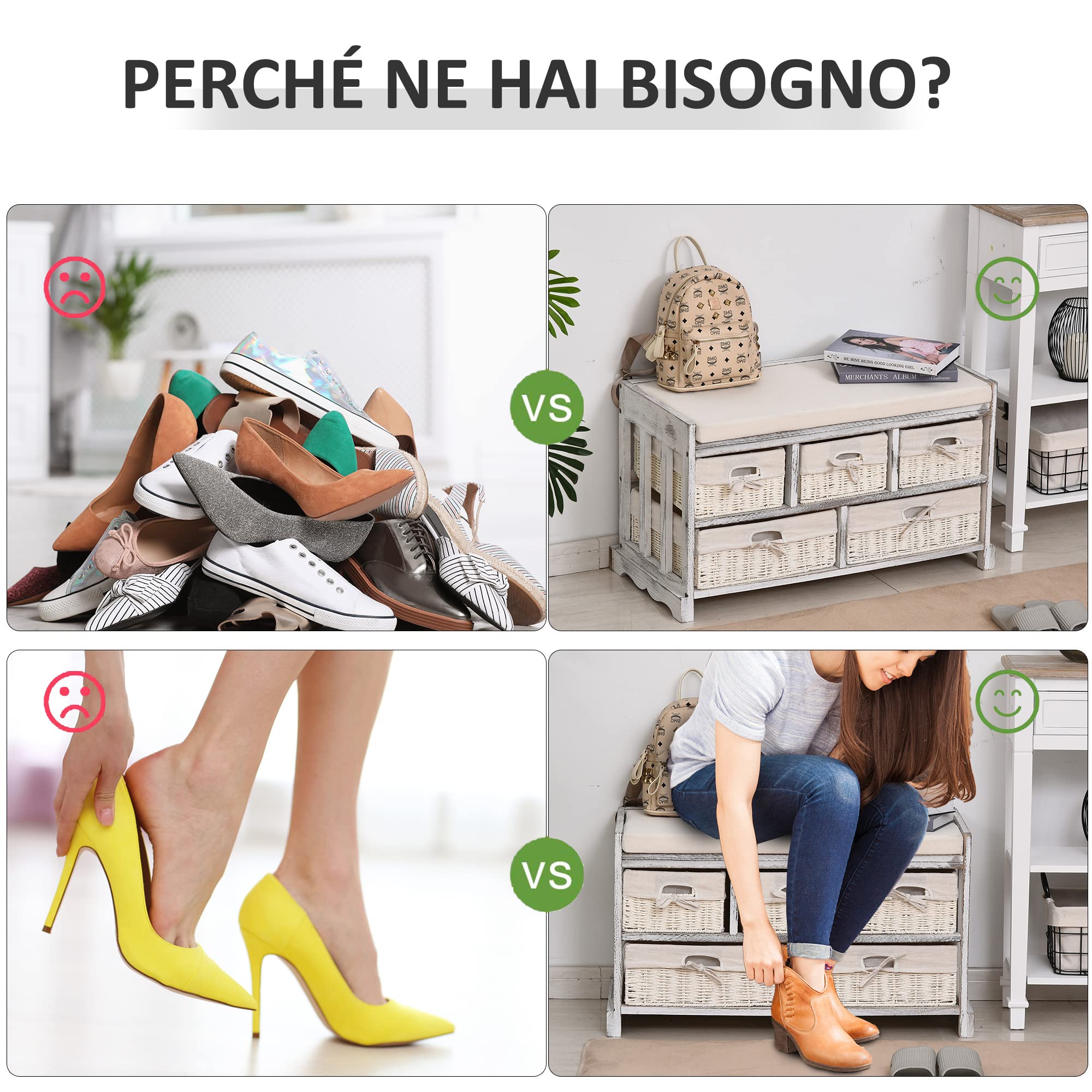 HOMCOM Panca Scarpiera con Cuscino, Cassetto e 3 Vani Aperti, Mobile per Ingresso in Legno 81x31.5x49cm, Bianco