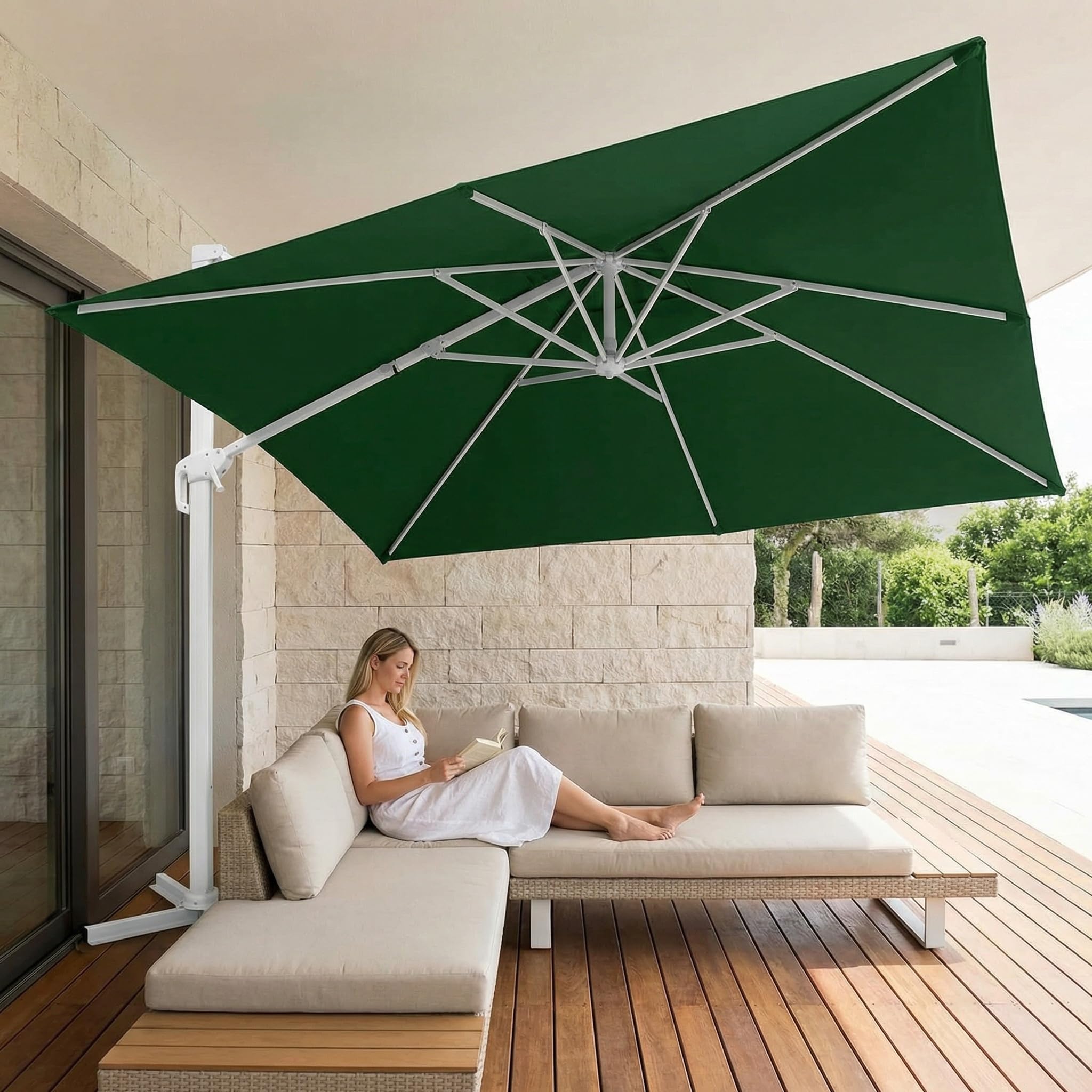 Toile De Rechange Carrée à 8 Baleines pour Parasol, Disponible en 2,4 X 2,4 M, 2,9 X 2,9 M Et 3,9 X 2,9 M. Résistante Aux UV, Elle Offre Une Burgundy 300x300cm(9.8x9.8')