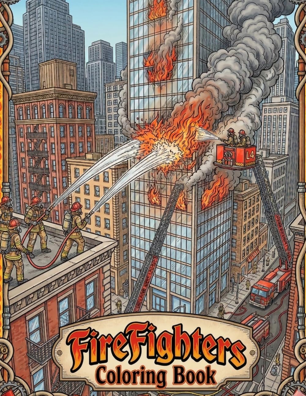 Firefighters Coloring Book: A Dazzling Coloring Book With Firefighters, For Kids, Teens & Adults, Beautiful And Cozy Pictures, Perfect For Comfort ... Beautiful Ilustrations, Relaxing And Easy