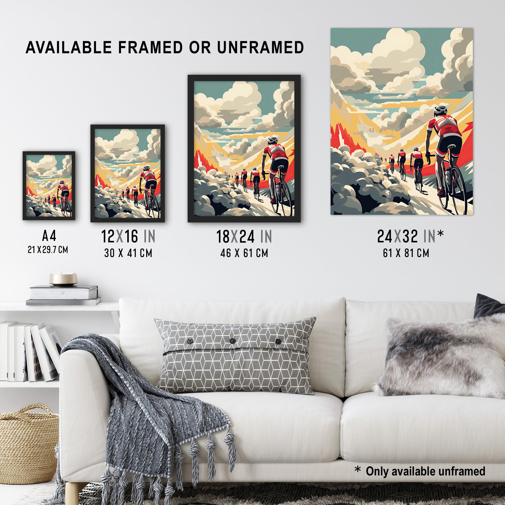 Modern Cycle Road Race Artwork Paris Roubaix Hell Of The North Haute Route Cycling Painting Extra Large XL Wall Art Poster Print - Image 3