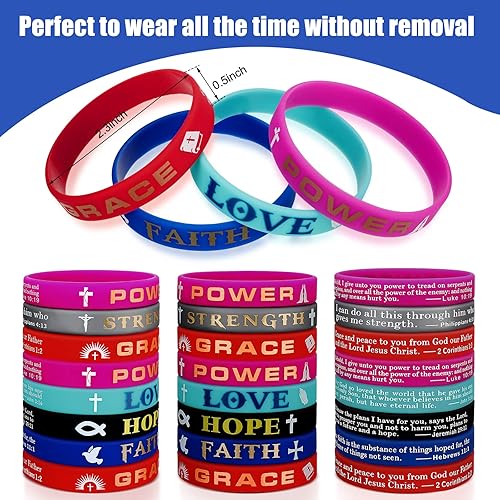 Miniatura 3 de 48 pulseras cristianas inspiradoras con versículos bíblicos, pulseras religiosas de silicona con las Escrituras, pulseras de silicona con esperanza