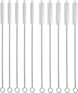 Drinking Straw Cleaner Brush Set 10 Pack, 5-Piece 8? x 8mm Piper Cleaners and 5-Piece 8? x 10mm Straw Brush for Hummingbird?Feeders, Nylon Bristles and Stainless Steel Handle Bendable Straw Brushes.