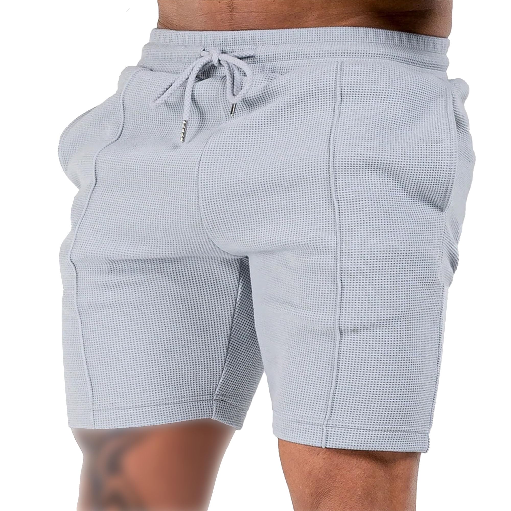 DGHM-JLMY Mens Relaxed Elastic Muscle Shorts Sports Gym Lounge Athletic Shorts Drawstring Leisure Hiking Shorts with Pocket