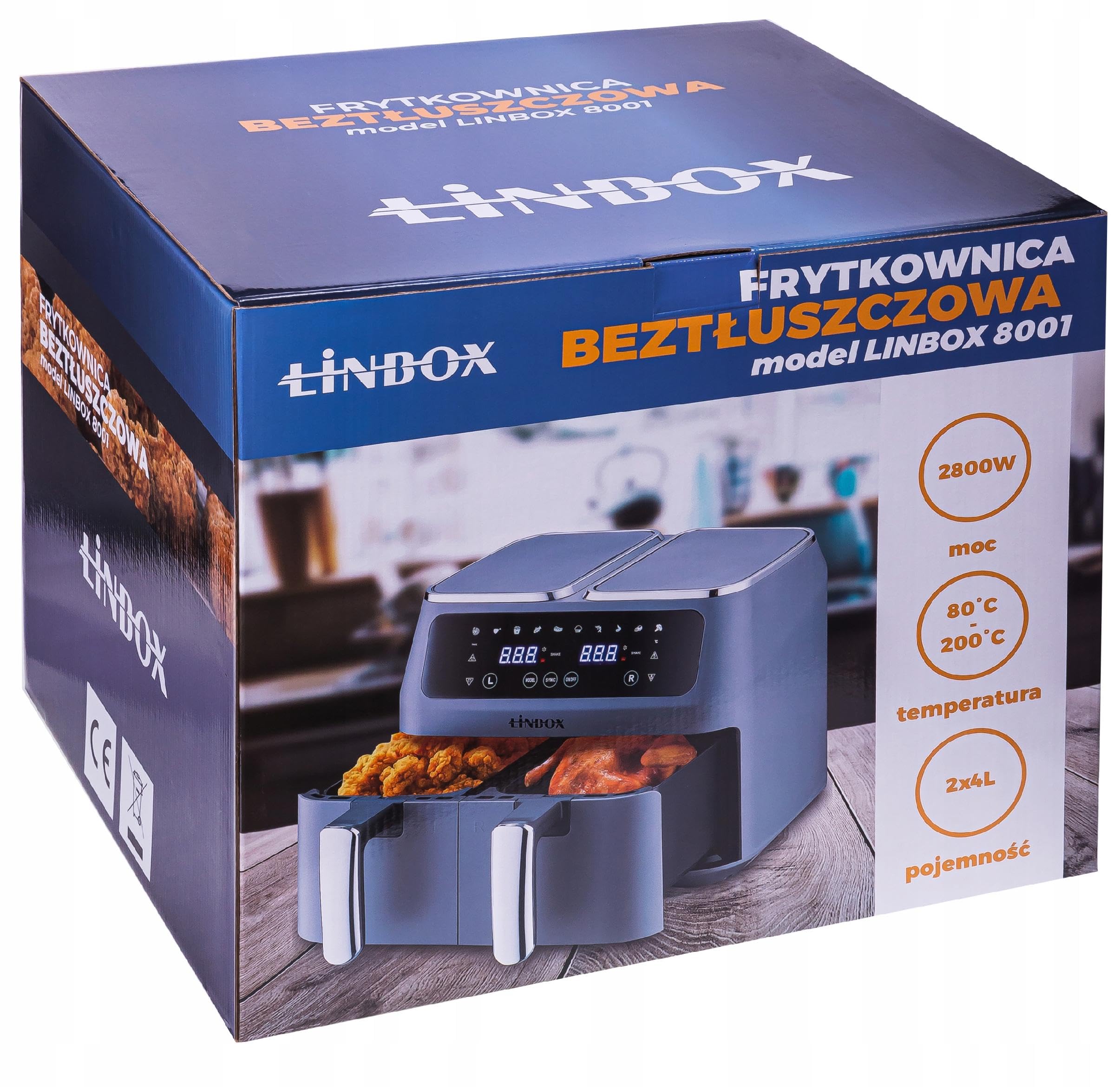 FRYTKOWNICA BEZTŁUSZCZOWA LINBOX 8001 Z 2 KOSZAMI 2X4L/2500W