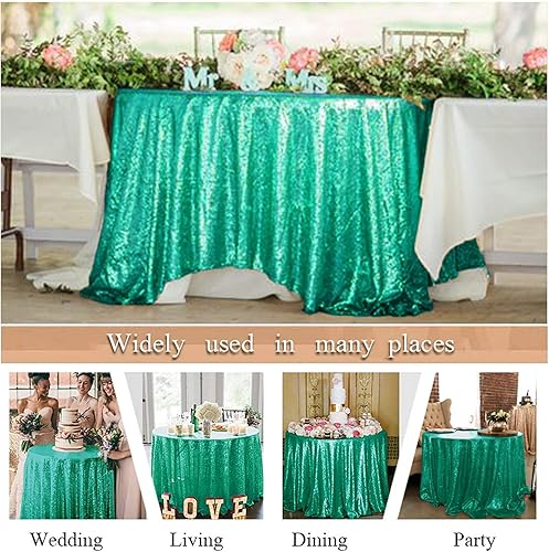 Vista 26 de ShiDianYi Mantel redondo de 90 pulgadas, mantel de lentejuelas color fucsia con purpurina para tarta, postre brillante, para fiesta de cumpleaños