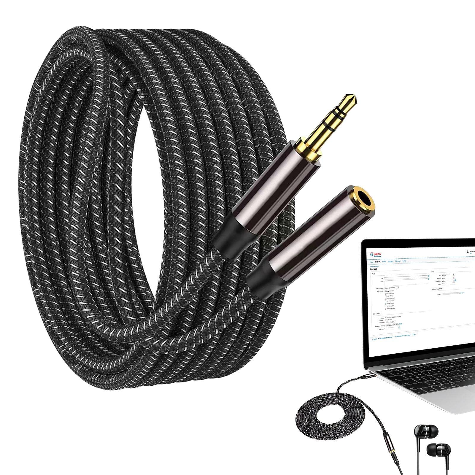 Male to Female Stereo Extension Cable - Headphone Extension Cord with Nylon Sheath,Dual Headphone Jack Adapter for Earphones-image-8