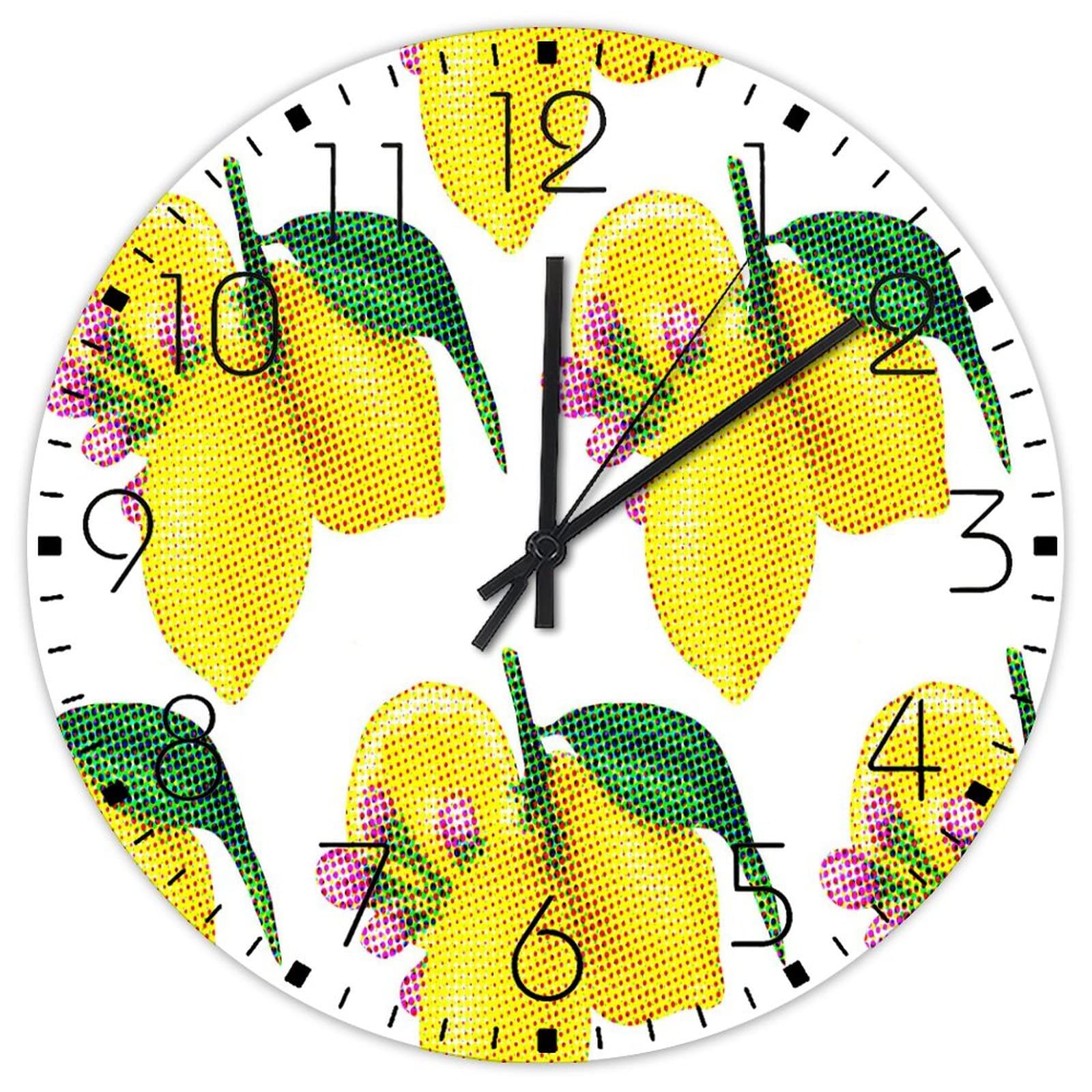 Horloge murale en bois contre les murs vides décoration citron 30 cm
