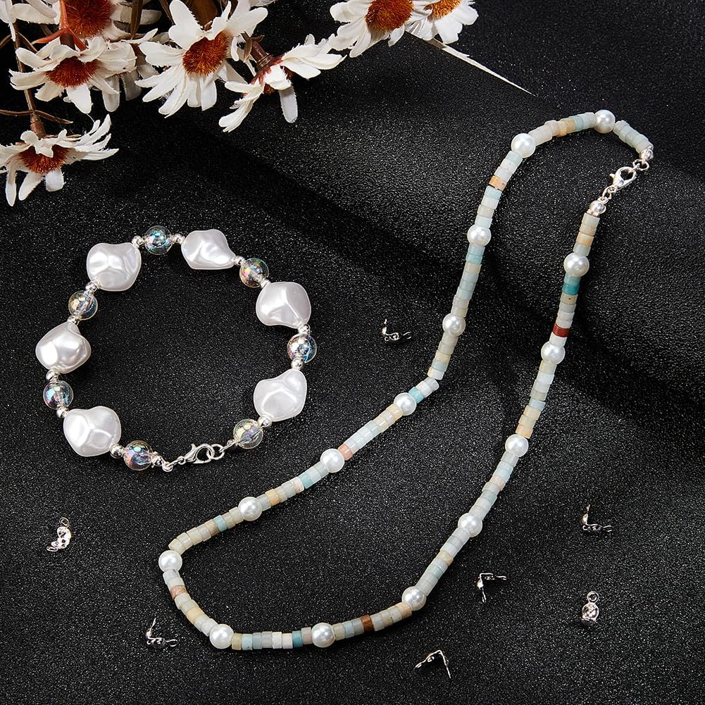 Beebeecraft 1 Box 200Pcs Bead Tips Knot Covers 925 Sterling Silver Plated Brass 8mm Crimp Covers for Jewellery Making - Image 4