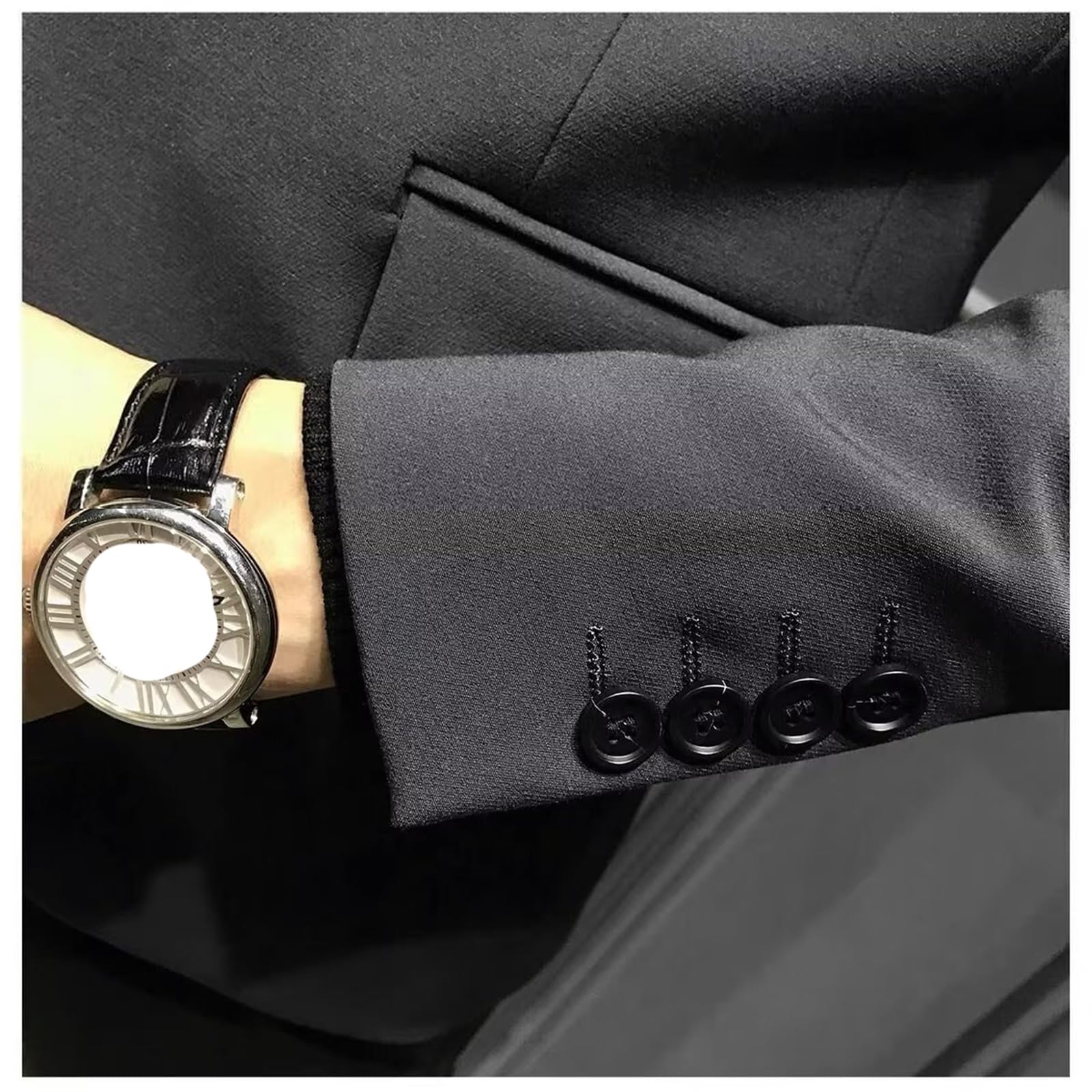 Chaqueta de Traje para Hombres Chaqueta Delgada Chaqueta Casual de una Sola Hebilla Chaqueta de Boda de Negocios Chaqueta