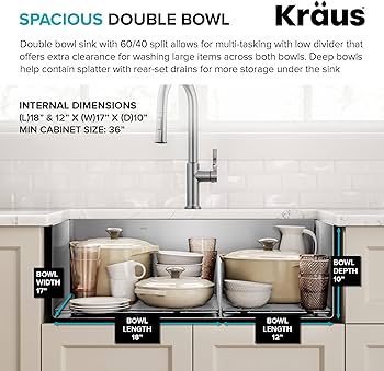 Kraus Kitchen Sinks Undermount - 32 Inch Stainless Steel Kitchen