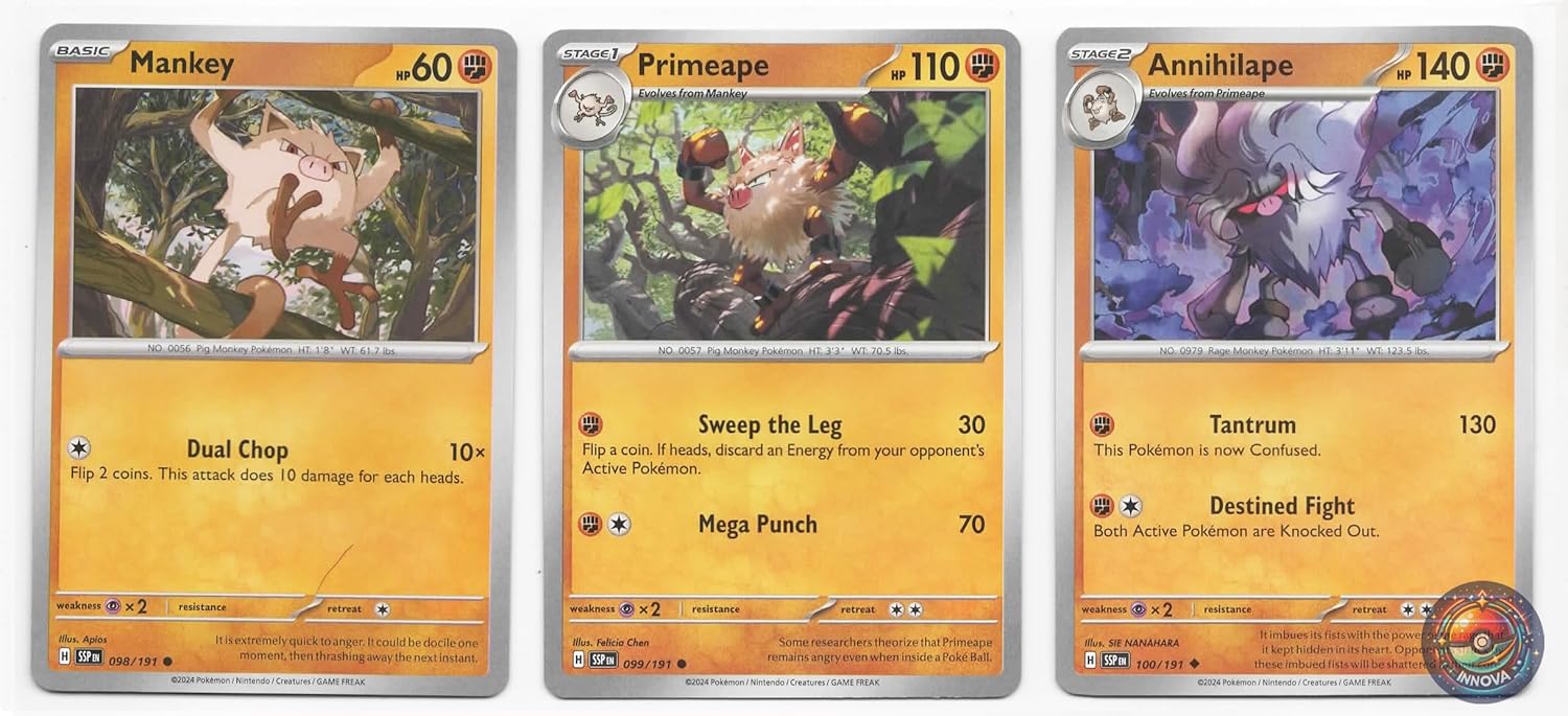Annihilape 100/191 – Surging Sparks – Pokemon Evolution 3 Card Lot