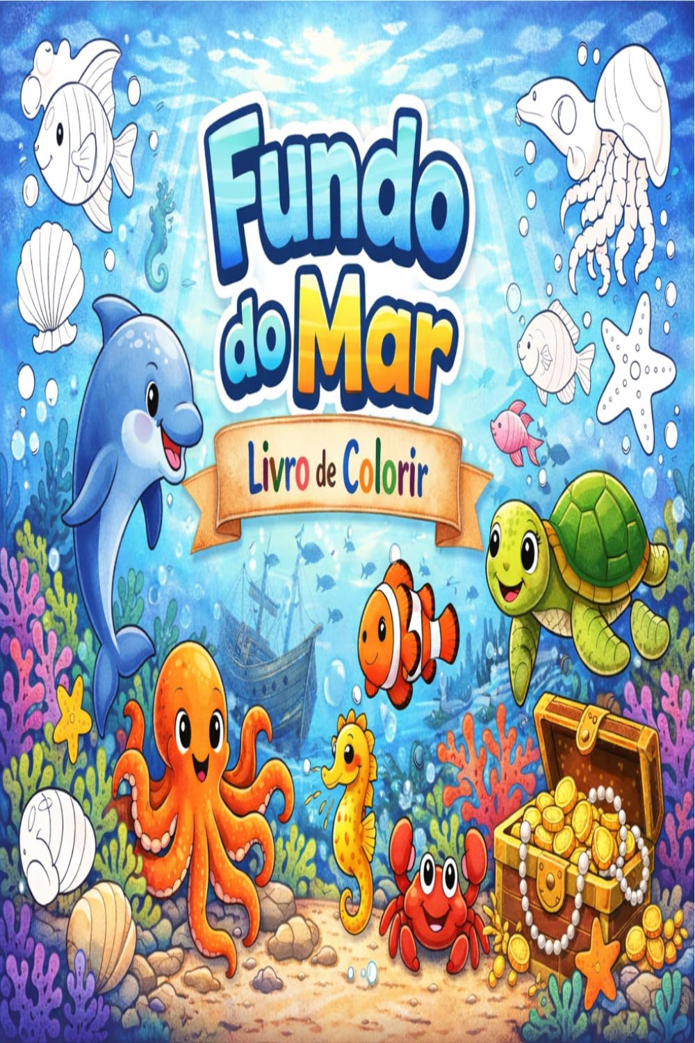 Fundo do mar livro para colorir: fundo do mar