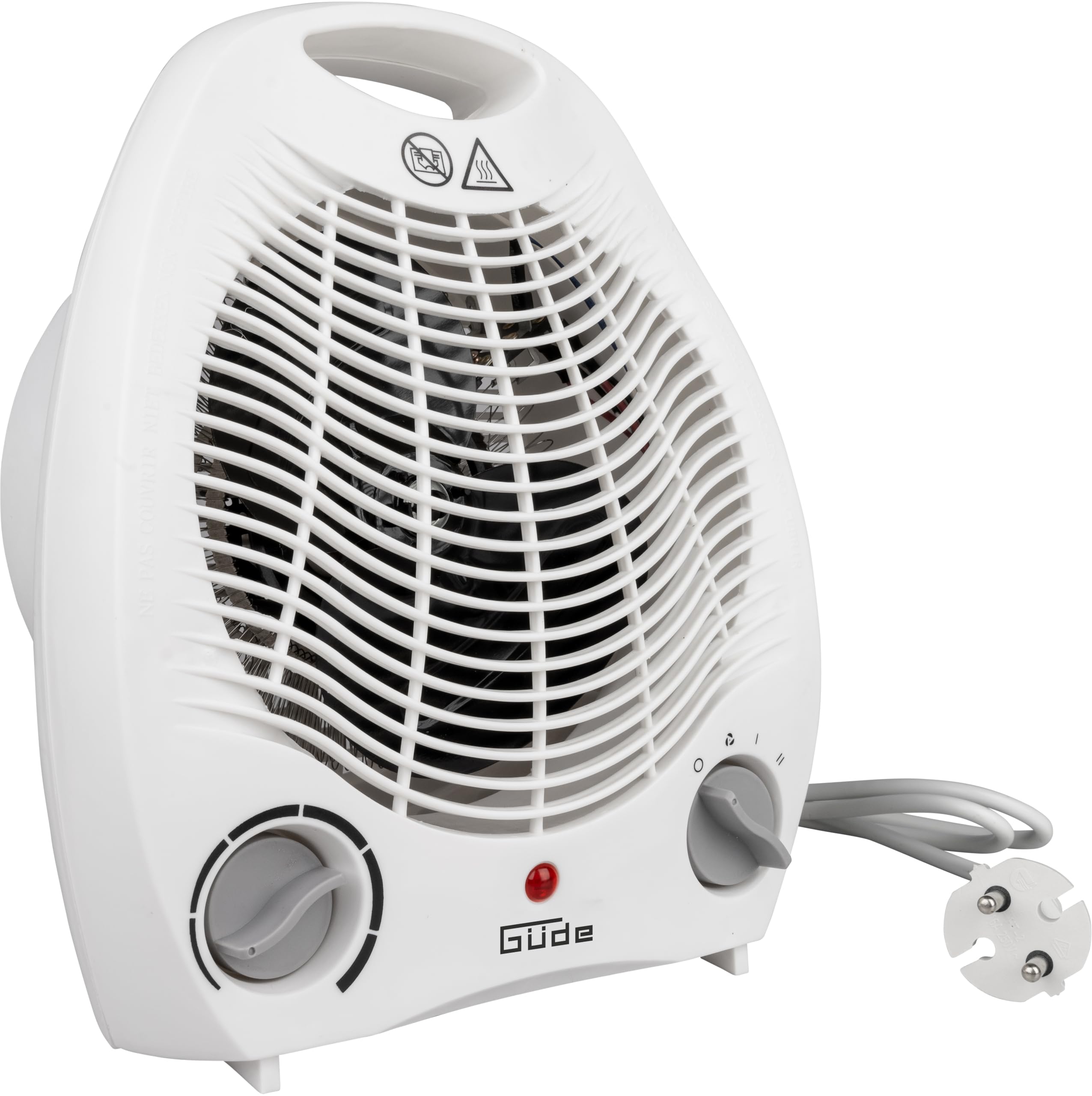 Güde 85175 Heizlüfter GH 2000 (2000 W Heizleistung, 2 Stufen (1000/2000 W), Ventilatorfunktion, Gebläseleistung 75 m³/h, stufenloser Thermostat, Überhitzungs- & Kippschutz, Tragegriff, schnelle Wärme)