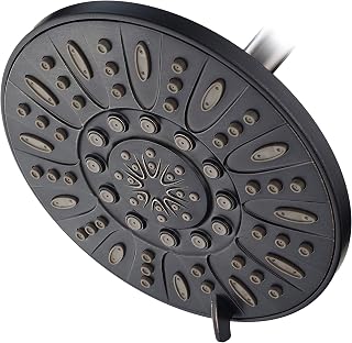 Oil Rubbed Bronze High Pressure 6-Setting 7" Rain Shower Head – Angle Adjustable, Anti-Clog Showerhead Jets, Tool-Free Installation-USA Standard Certified-U.S. Brand