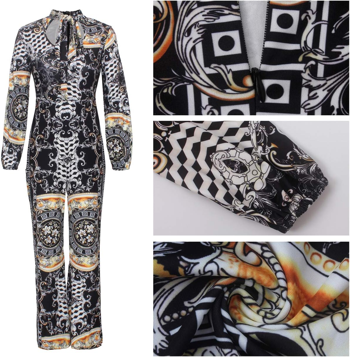 Jumpsuit for Women Sexy Elegant Long Straight Pants Cocktail Printing Jumpsuits Party Club with Zipper - Image 4