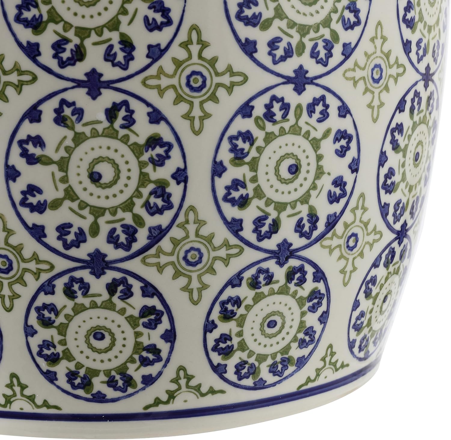 JONATHAN Y TBL1025A Lula 17.25" Suzani Ceramic Indoor/Outdoor Garden Stool, Blue/Green, Classic, Coastal, Bohemian, Traditional, Mediterranean, Cottage for Living Room, Garden, Outdoor, Home