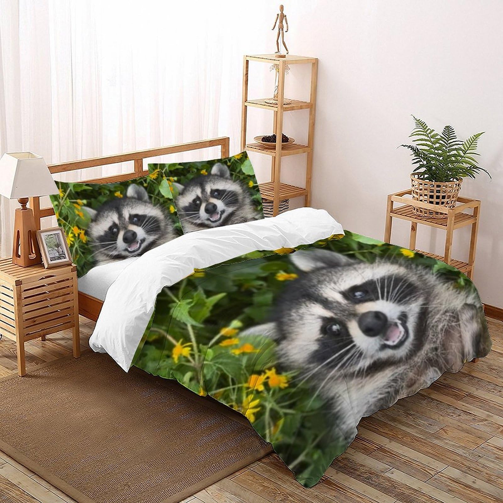 Raton laveur housse de couette animaux 3D pour transformer la chambre des enfants en forêt