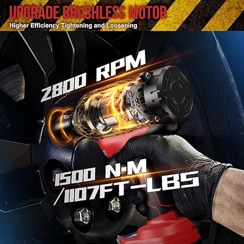 Miniatura 3 de Llave de impacto inalámbrica de 1107 pies-libras (1500 Nm) - Pistola de impacto de potencia sin escobillas de 12 pulgada 21 V con baterías de 2 x