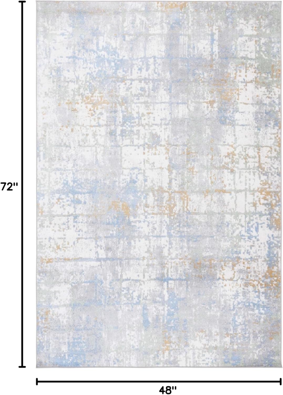 SAFAVIEH Washable Rug Bayside Collection - 4' x 6', Grey & Ivory Blue, Easy Cleaning, Ideal for in Living Room, Bedroom, Home Office, Dining Space (BAY122F)