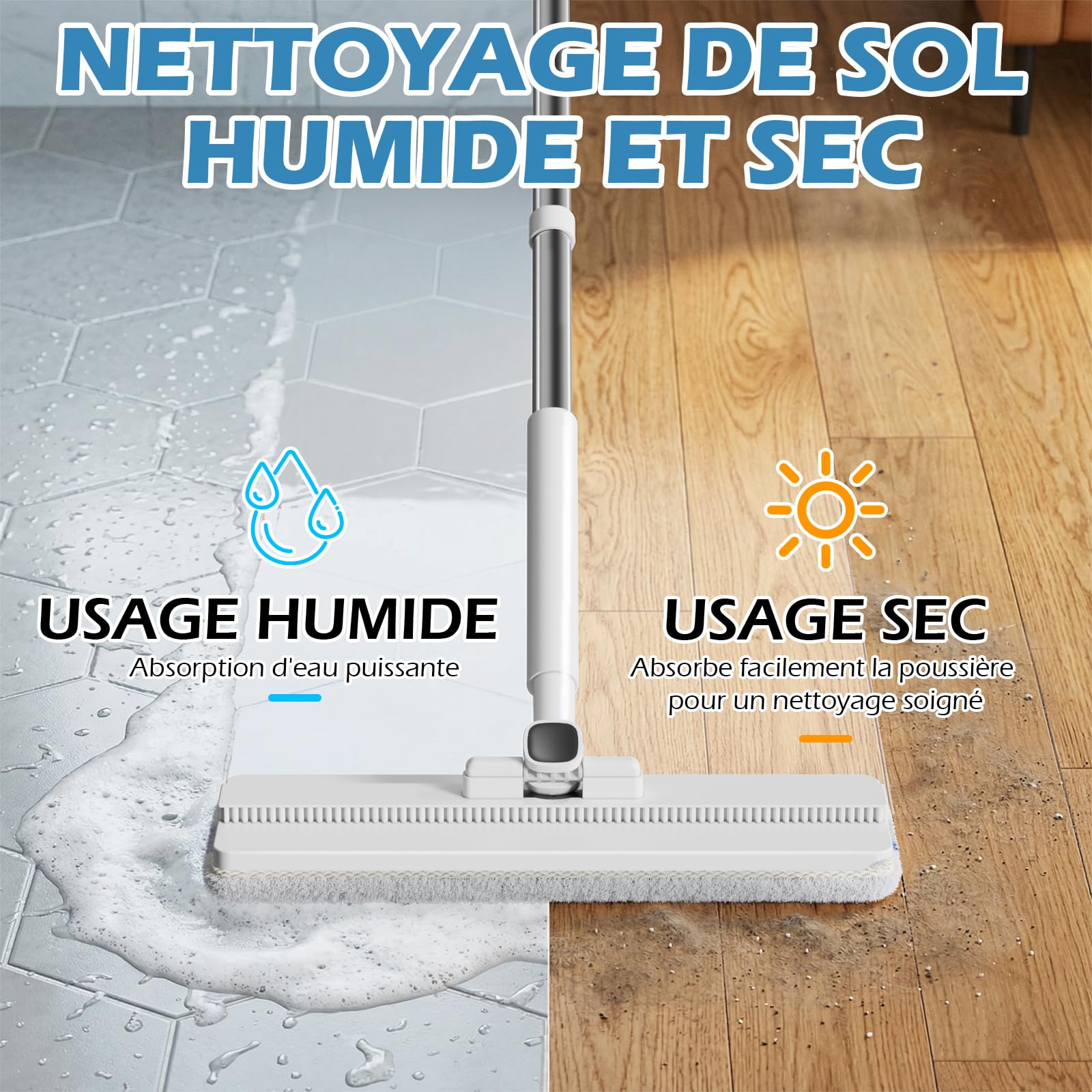 Masthome Balai Serpillère Plate Double Réservoir Eau Propre et Sale