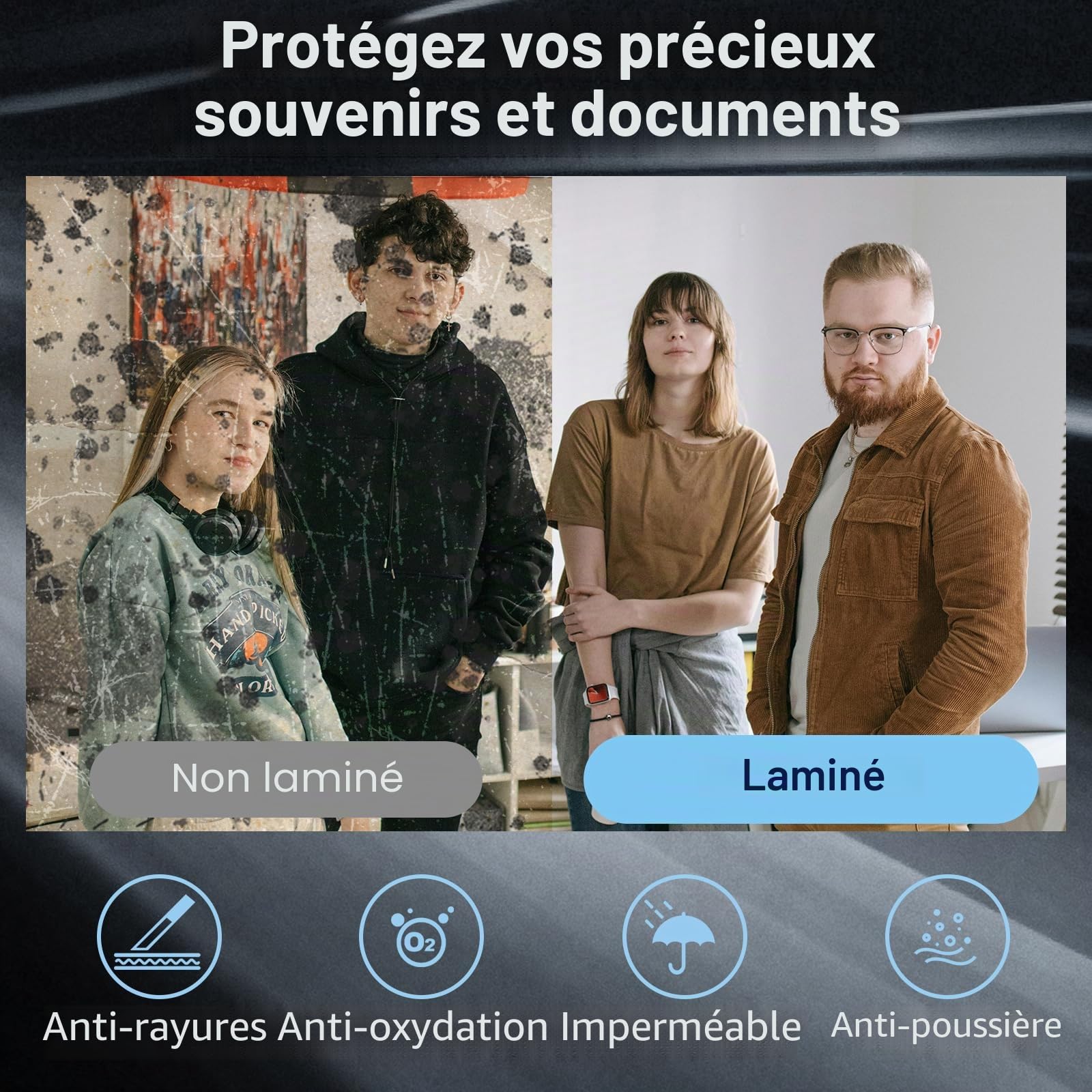 Buyounger Plastifieuse A3 avec Intégré et 30 Pochettes pour A3/A4/A5/A6, 5 en 1 Machine à Plastifier Thermique et à Froid avec Arrondisseur d'angles pour Usage Domestique, Bureau, école