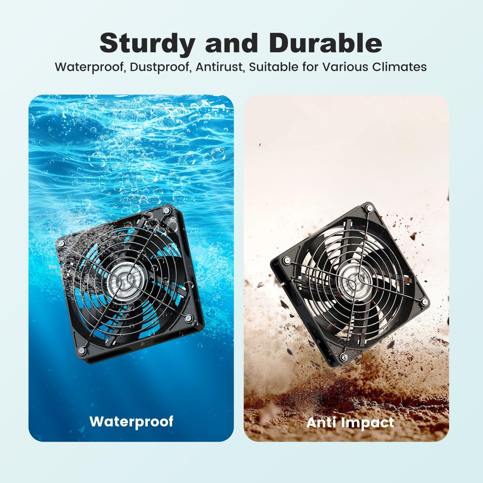 Kit di 2 ventilatori solari per serra da 14,9 cm, 30 W, scarico e aspirazione ad energia solare, forte flusso d'aria e impermeabile, cavo da 5 m, per capannone esterno, circolazione dell'aria e