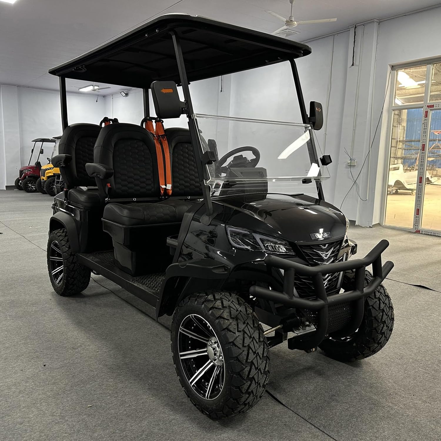 GOUP 4-Seat Golf Cart, 48V Power Motor, Premium Stitched Interior, All Terrain Adaptability Black