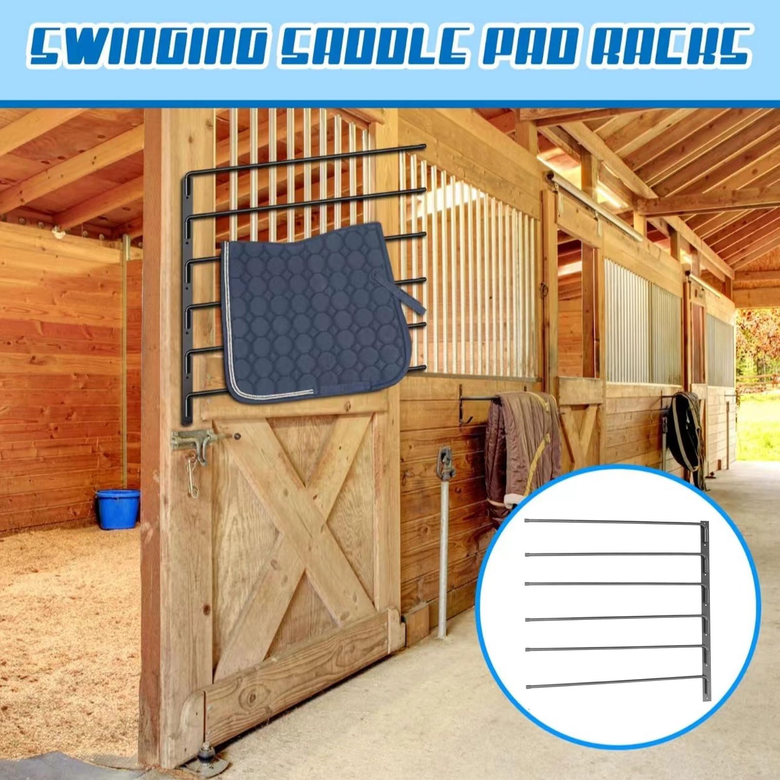 Haofy Soporte de Silla de Montar de Hierro Robusto, Estante para Manta de Silla de Montar Abatible de Alta Resistencia, Estante para Almohadilla de Caballo para Almacenamiento de Accesorios para