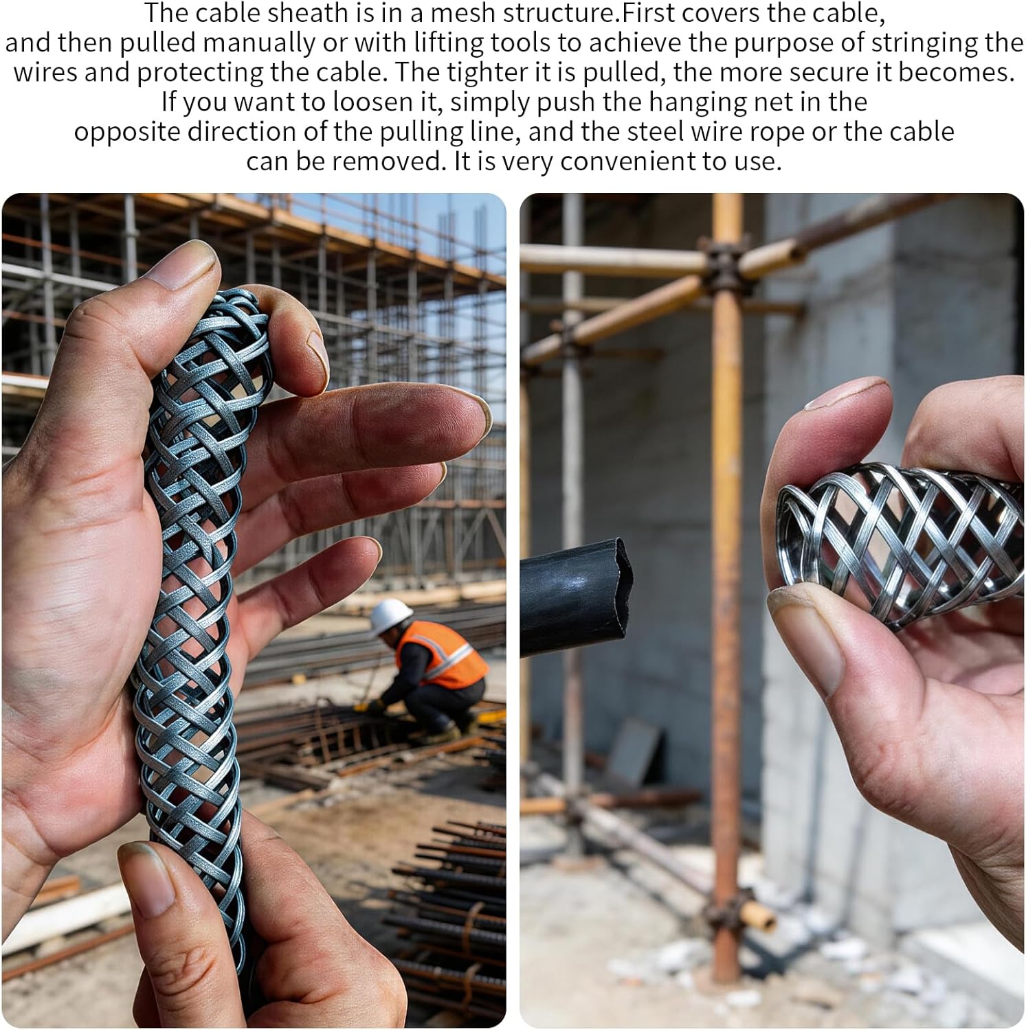 Wire & Cable Pulling Grip | Double Head Mesh Pulling Sock for Electrical & Telecom | Heavy-Duty Traction Tool for Conduit & Underground Cable Installation (D:25-37mm 0.98"-1.45")