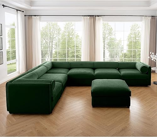 Miniatura 3 de Sofás seccionales grandes para sala de estar, sofá esquinero con sofá modular de felpilla de almacenamiento, respaldo cilíndrico y reposabrazos, 6