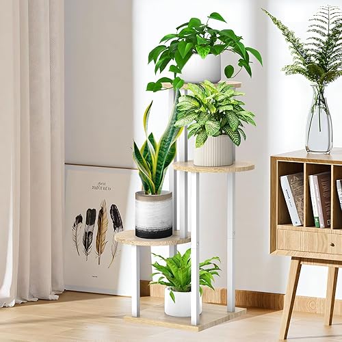 Miniatura 5 de Soporte para plantas de interior, estante esquinero de metal grueso de 4 niveles para múltiples plantas, soporte para macetas escalonadas para