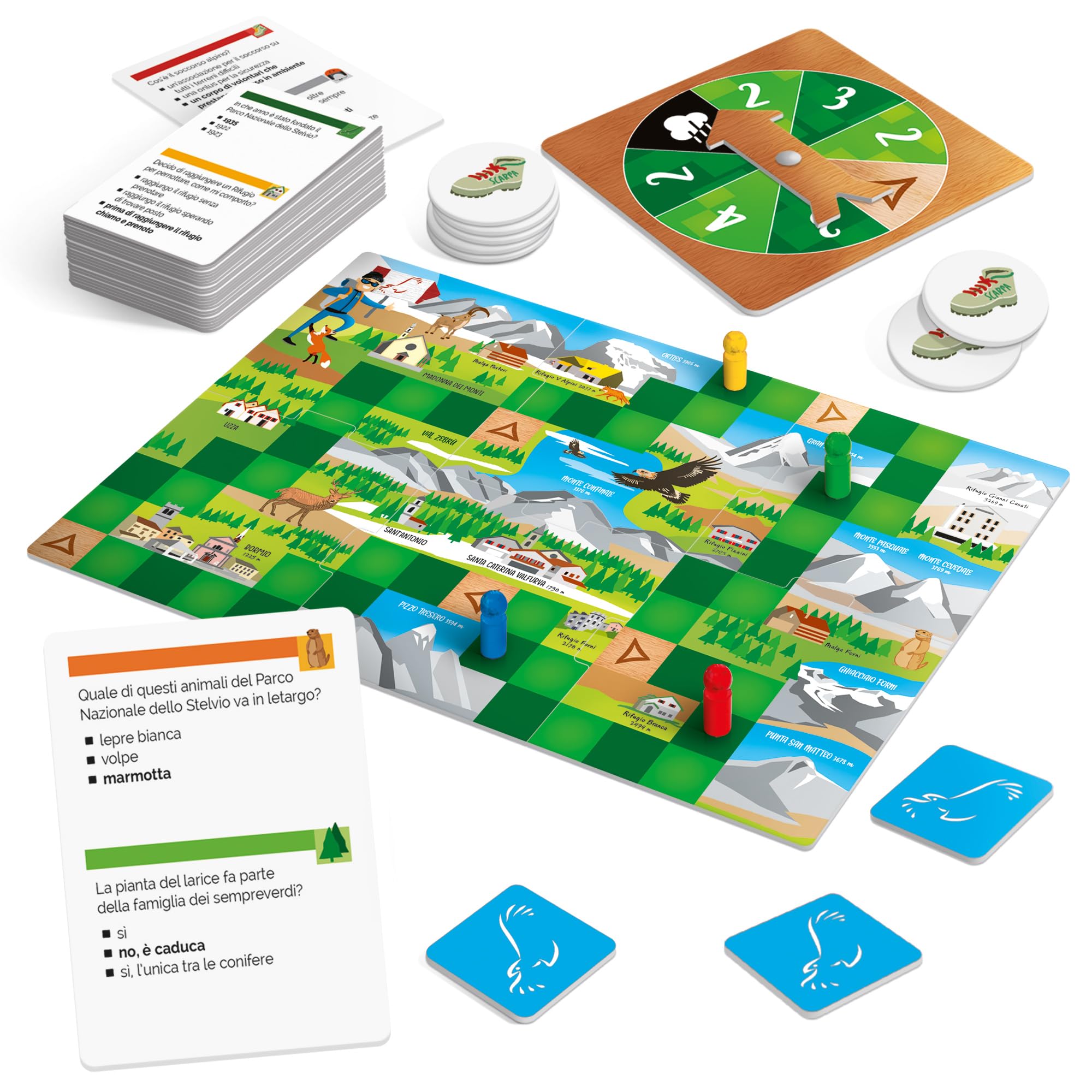 Grandi Giochi - Scala La Vetta: Gioco Da Tavolo Strategico Per 2-4 Giocatori. Sfida I Tuoi Amici A Raggiungere La Vetta Dell'Everest! Inclusi Tabellone, Roulette E 4 Scalatori.