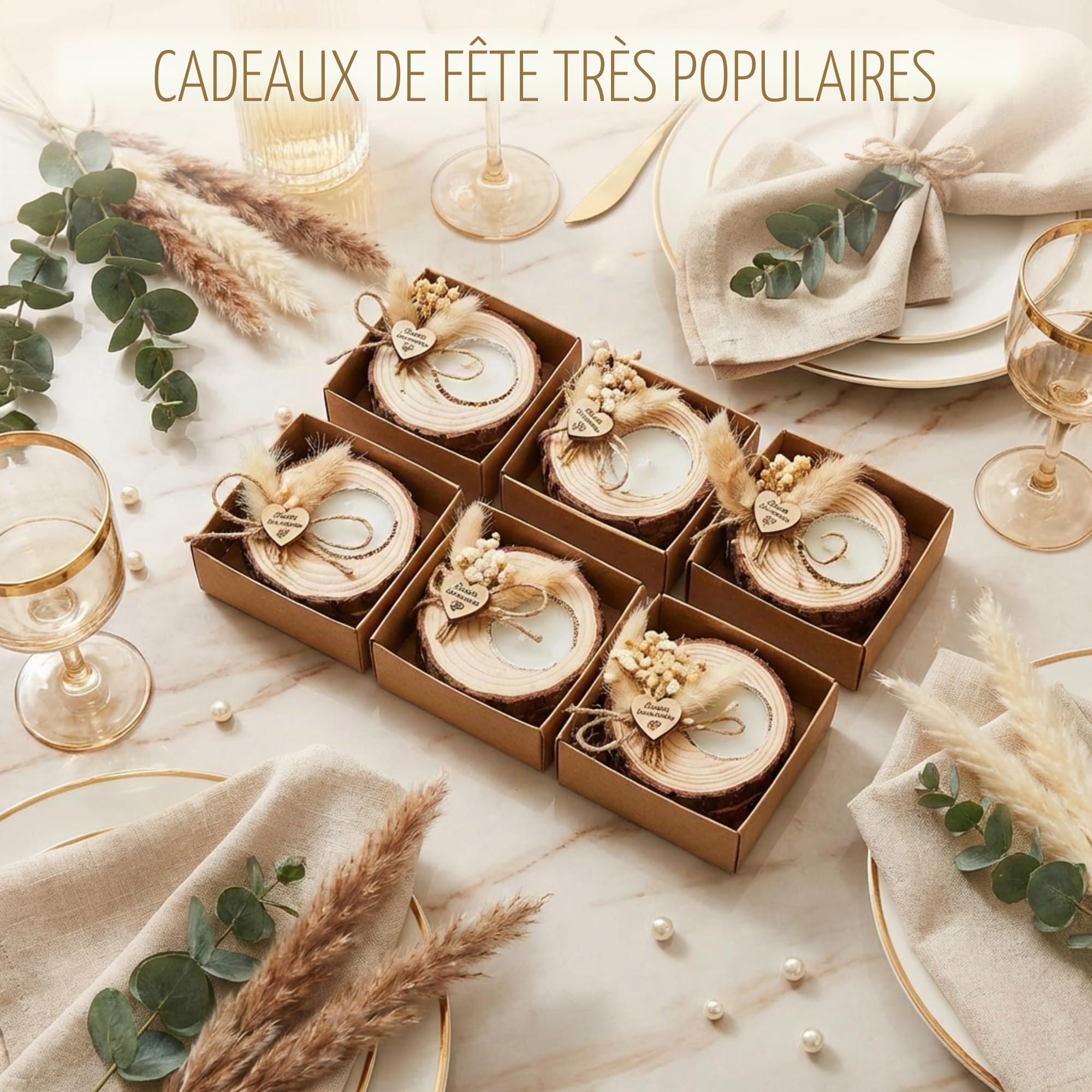 Lot de 12 Bougies de Mariage pour invités – Photophore commémoratif en Bois pour fête prénuptiale – Souvenirs rustiques, Cadeaux d'invités de Mariage, décorations de fête