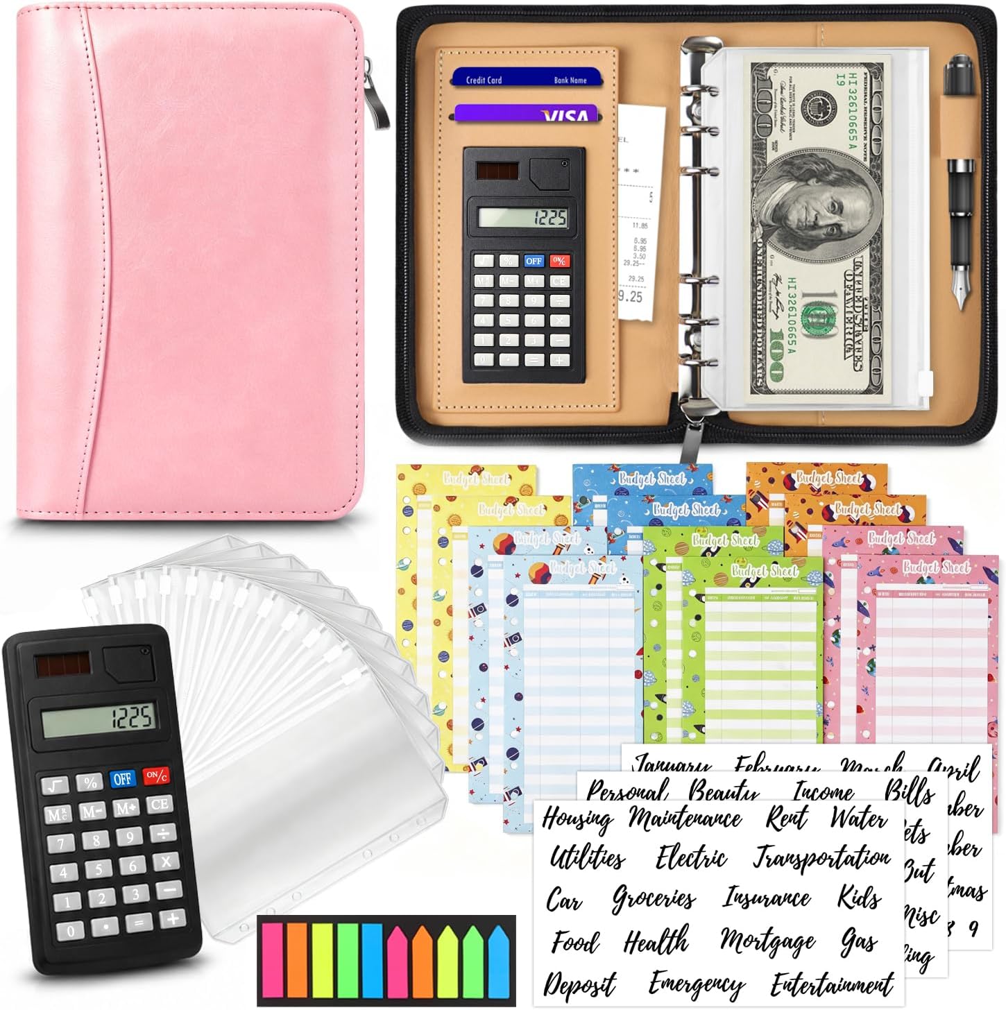 Budget Binder with Zipper Envelopes, Cash Envelopes for Budgeting thumbnail