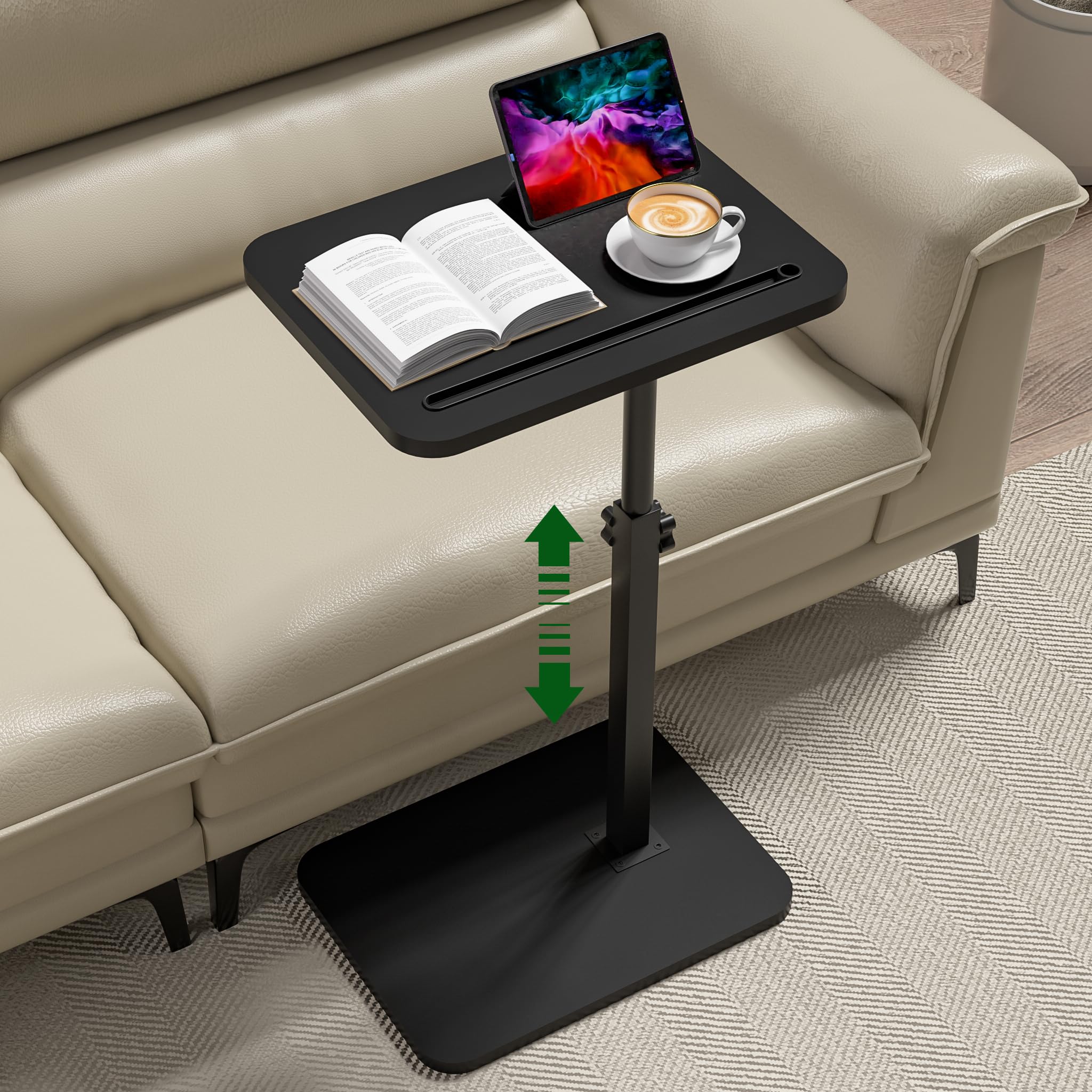 Black Side Tray Table for Couch