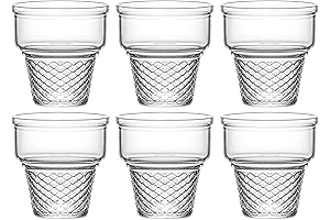 Red Co. Set of 6 Clear Glass 8 Fl Oz Ice Cream...