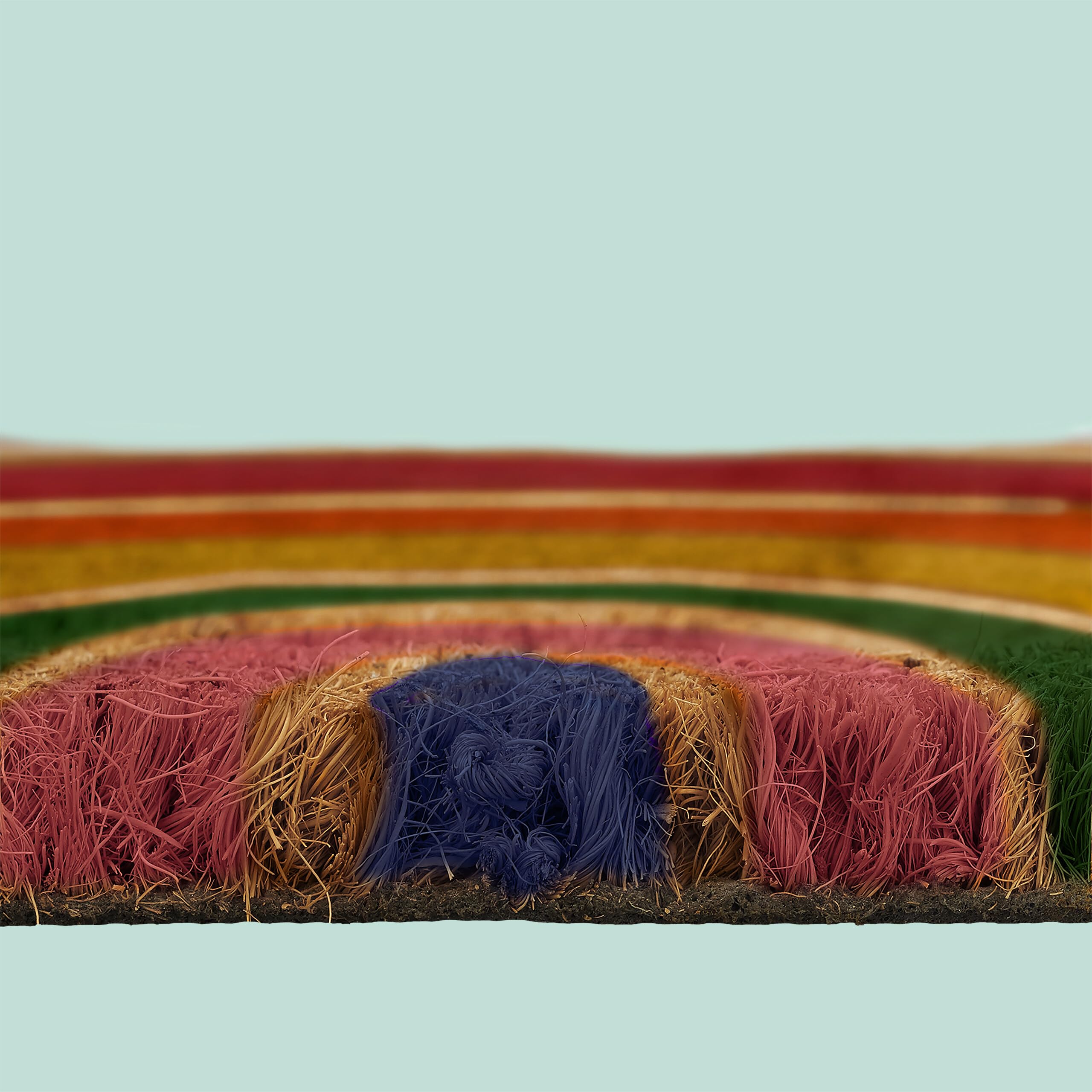 Relaxdays Felpudo de Coco, semicircular, 80 x 50 cm, Felpudo arcoíris, Antideslizante, Resistente, Colorido
