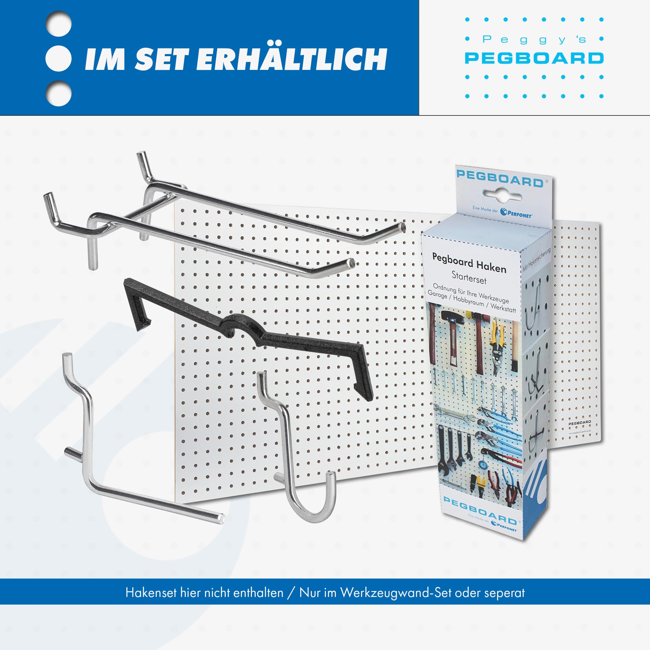 Pannello/parete portautensili in legno, da 120 x 60 x 0,5 cm, con fori da 7 mm di diametro, in MDF, bianco laccato (3)