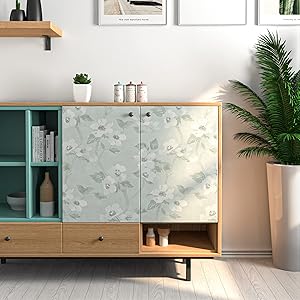 Naphite Green Floral Peel and Stick Wallpaper Boho Contact Paper for Cabinets Sage Green Flower Watercolor Contact Paper Modern Self Adhesive Removable Wallpaper for Bedroom Decor 17.3inW 393inL