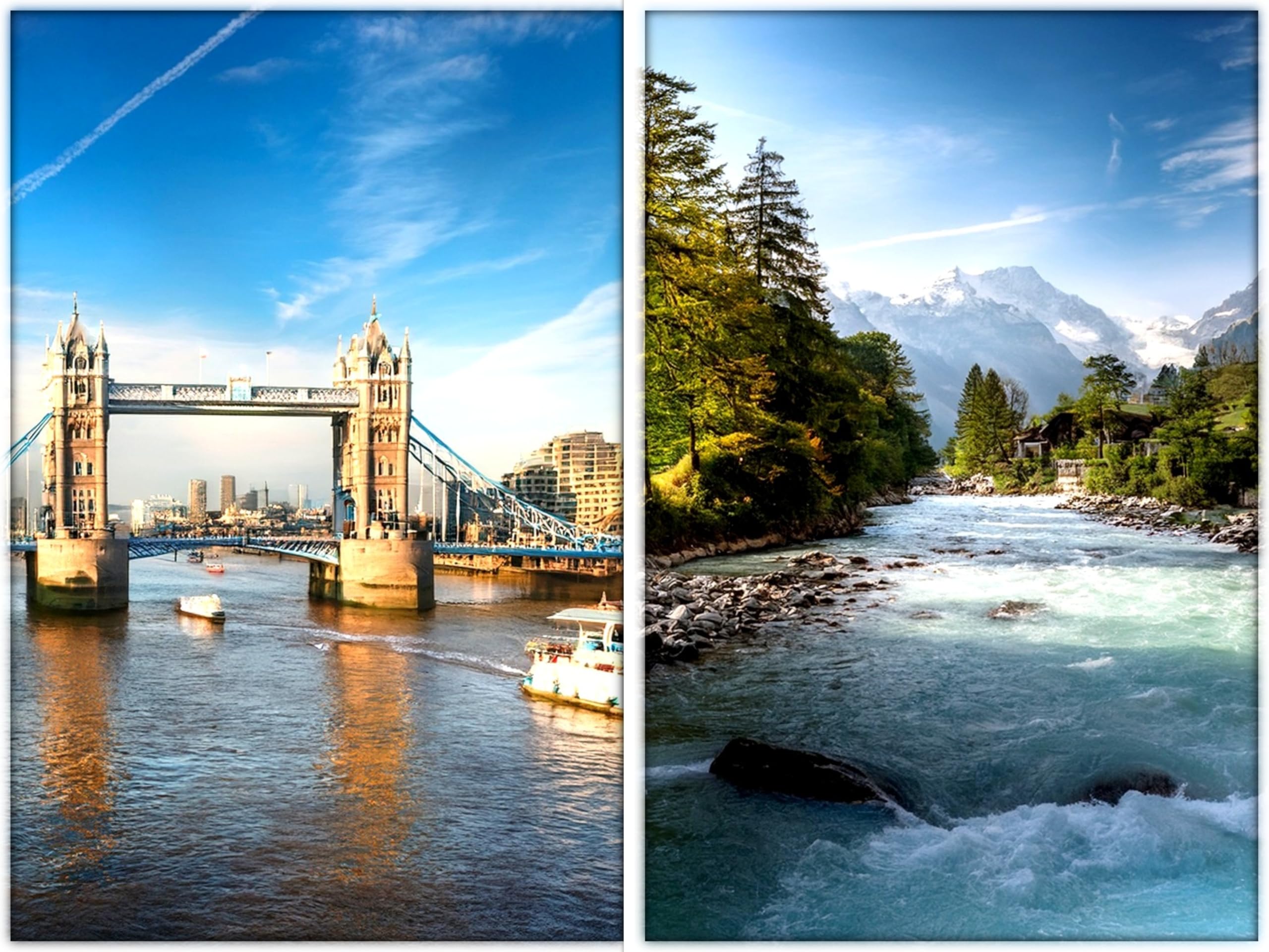 KUNDAN STORE Scenic Mountain & London Bridge Wall Poster | Nature