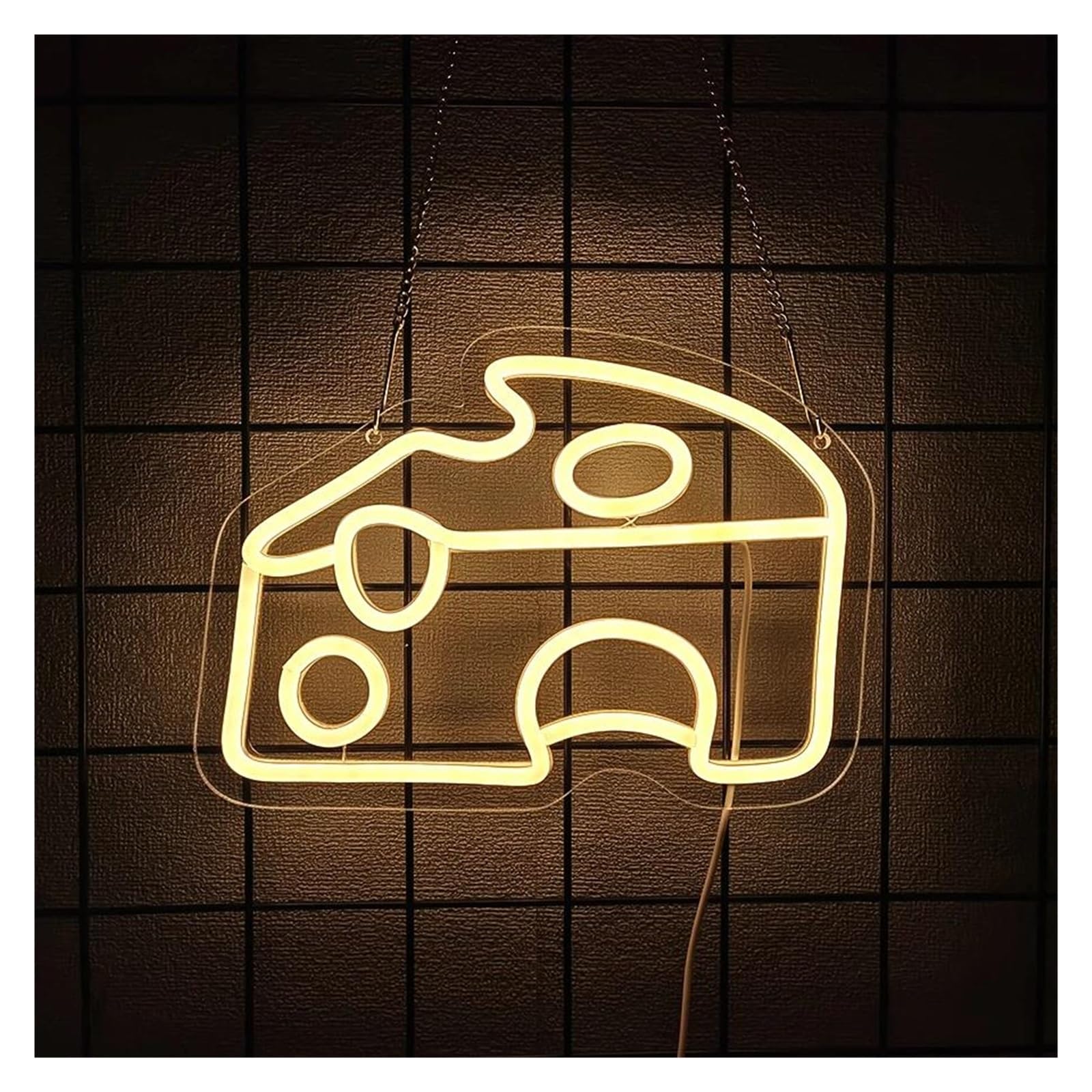SHOUXI Sign Lamp Cheese Neon Sign Light Dimmable USB Powered for Restaurant Dessert Shop Bakery Party Fast Food Shops Wall Decor 28cmx20cm
