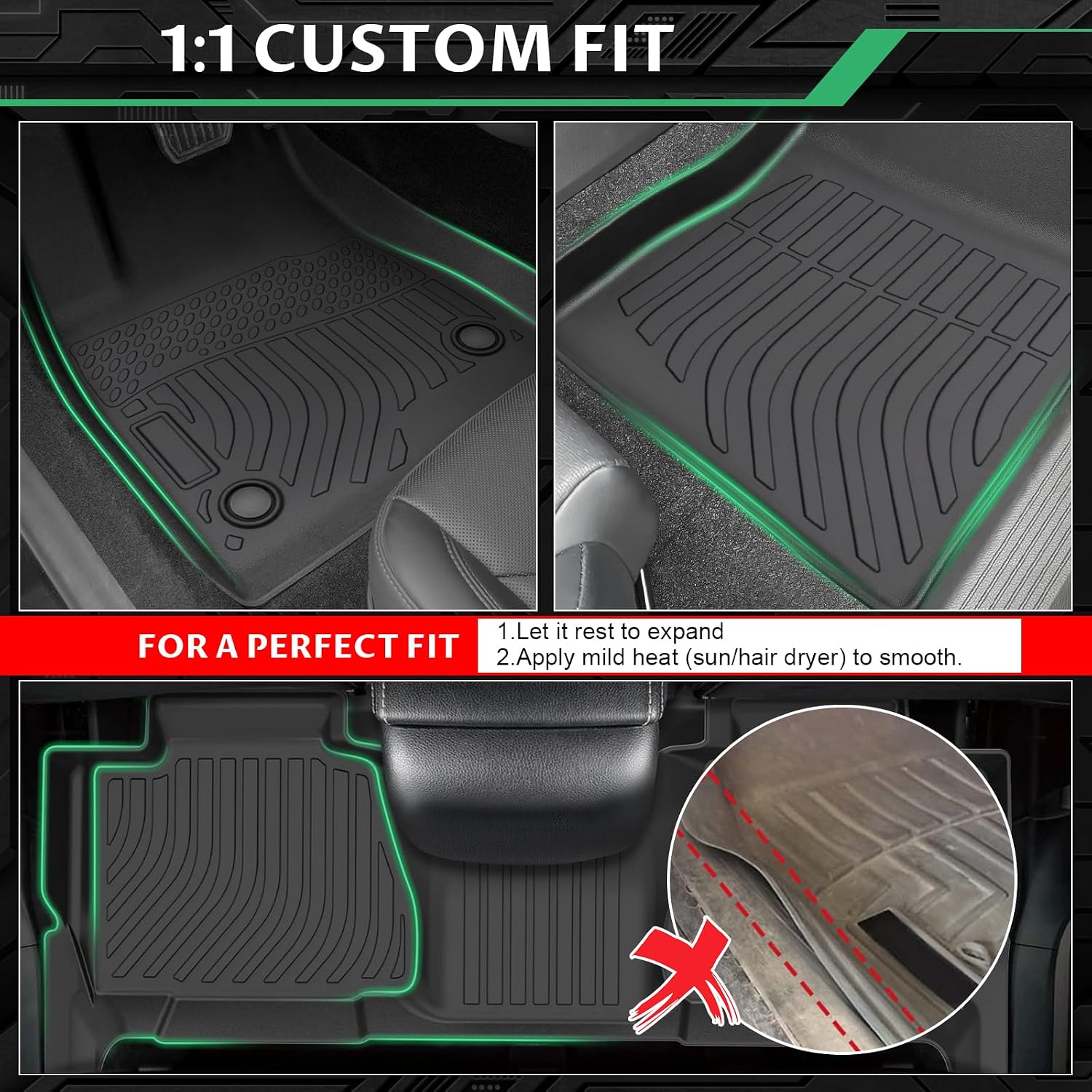 Floor Mats for Chevy Tahoe(ONLY 8seats) & GMC Yukon Bench(NOT fit XL) 2007 2008 2009 2010 2011 2012 2013 2014, NOT for Hybrid, for Chevrolet Tahoe Floor Mats TPE Non-Slip Summer Winter Protection