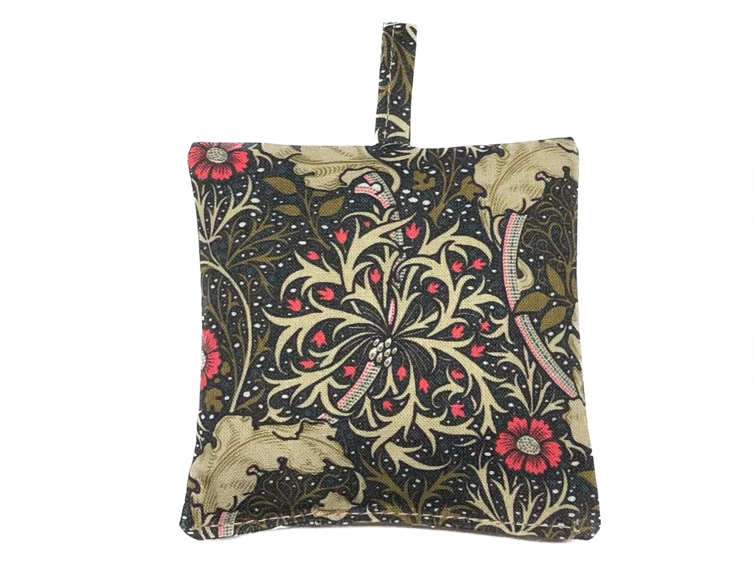 Lavender Sachet – William Morris Inspired Seaweed, French Lavender, Drawer & Wardrobe Freshener, Handmade in UK, 100% Cotton Gift – Redd & Goud (Olive)