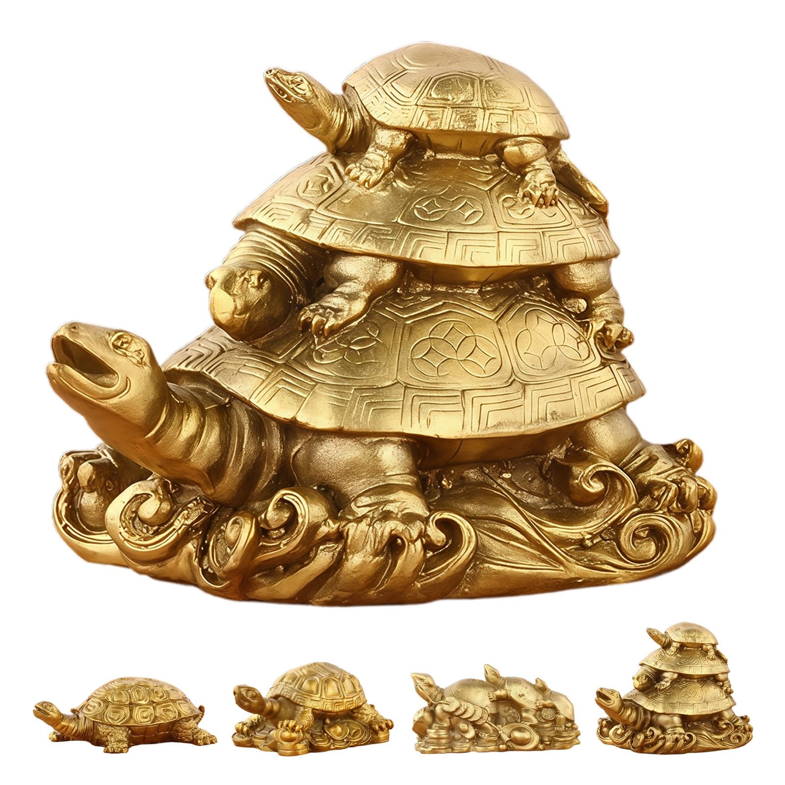 Ruhemeister Pro B Pyrite Tortoise Inspired Decor, Pyrite Tortoise Statue, Tortoise Statue Feng Shui - Attracts Wealth & Abundance, For Home Office Desk Shelf, Rass Turtle Ornament Tea, Pet Sculpture Desktop(B)
